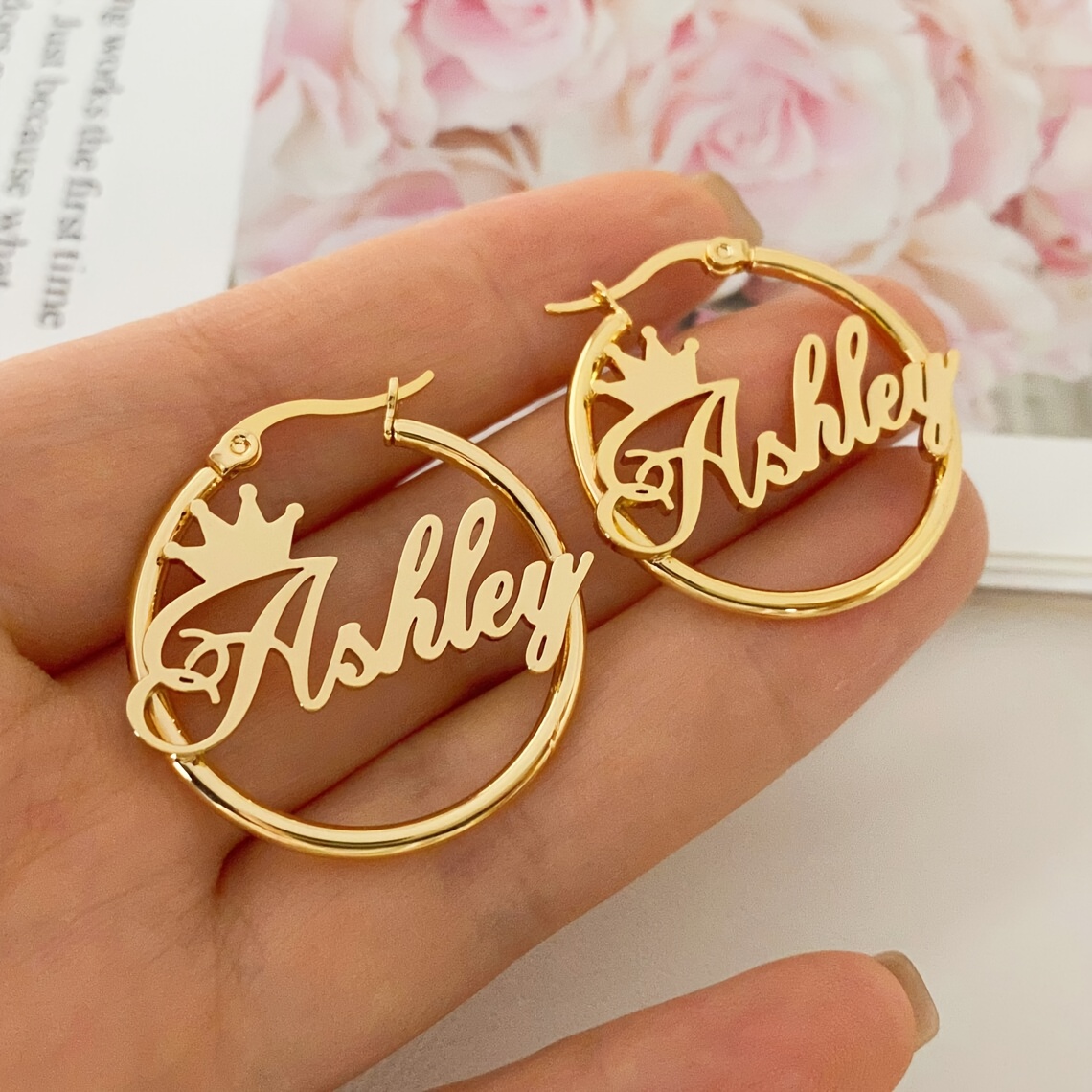 Personalized Princess Crown Name Hoop Earrings - Stainless Steel, Customizable, Fashionable, Suitable For Daily Wear And Special Occasions
Personalized Princess Crown Name Hoop Earrings - Stainless Steel, Customizable, Fashionable, Suitable For Daily Wear And Special Occasions
