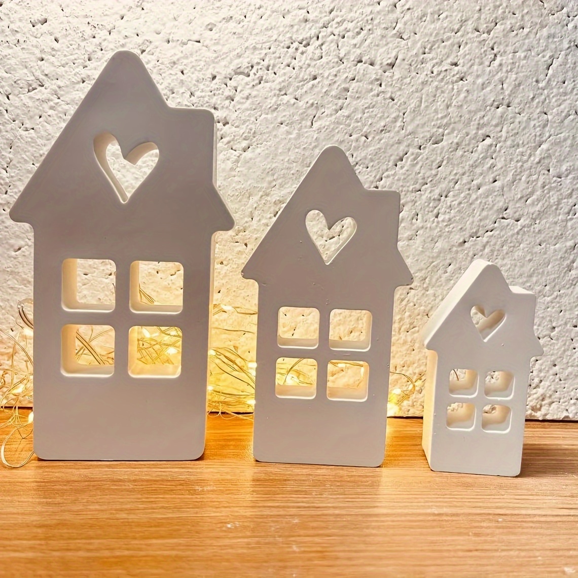 3pcs Christmas House Candle Mold, House With Heart Silicone Mold, Silicone Epoxy Resin Casting Mold For Aroma Bead Candle Pendant Home Decor
3pcs Christmas House Candle Mold, House With Heart Silicone Mold, Silicone Epoxy Resin Casting Mold For Aroma Bead Candle Pendant Home Decor