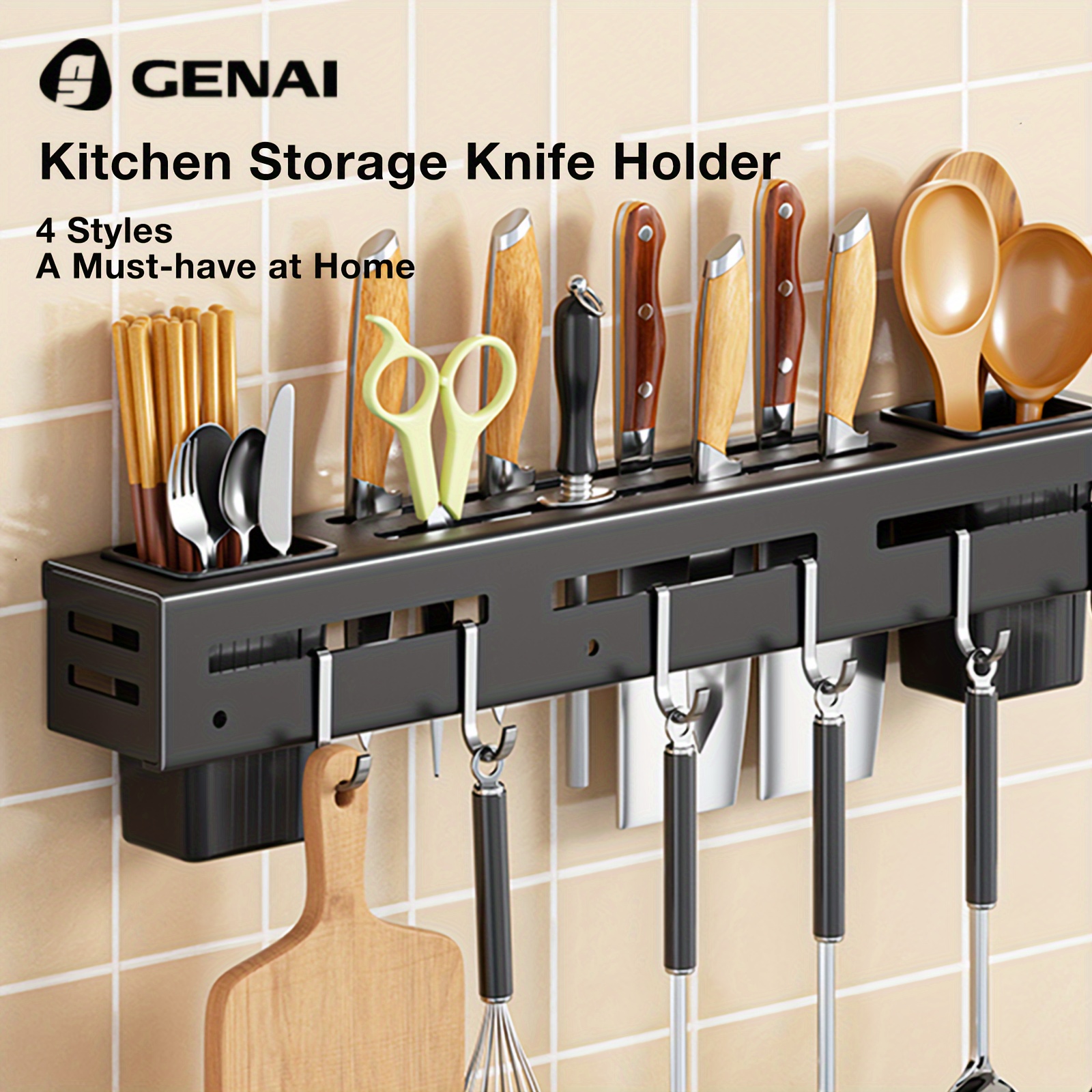 Space-saving Wall-mounted Kitchen Organizer - Carbon Steel Knife & Chopstick Holder, No-drill Installation
Space-saving Wall-mounted Kitchen Organizer - Carbon Steel Knife & Chopstick Holder, No-drill Installation