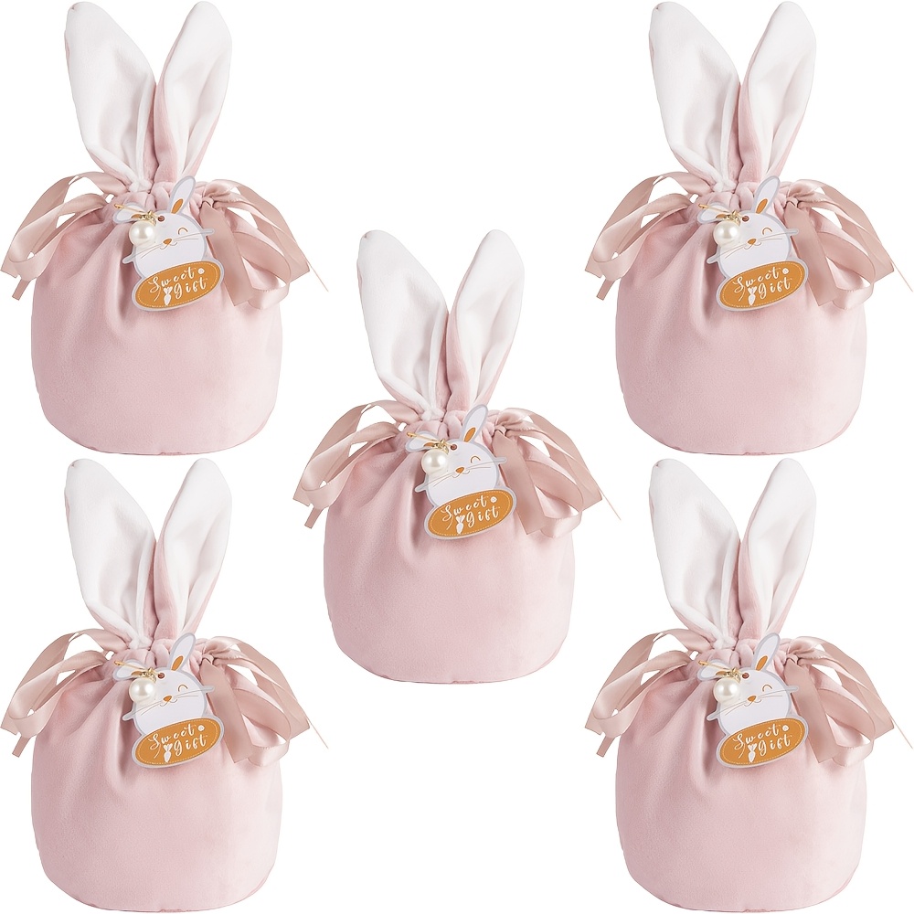 5pcs Easter Velvet Drawstring Bags, Easter Bunny Gift Pouches Creative Jewelry Cloth Pouch Rabbit Ear Party Favor Bag For Wedding, Party
5pcs Easter Velvet Drawstring Bags, Easter Bunny Gift Pouches Creative Jewelry Cloth Pouch Rabbit Ear Party Favor Bag For Wedding, Party