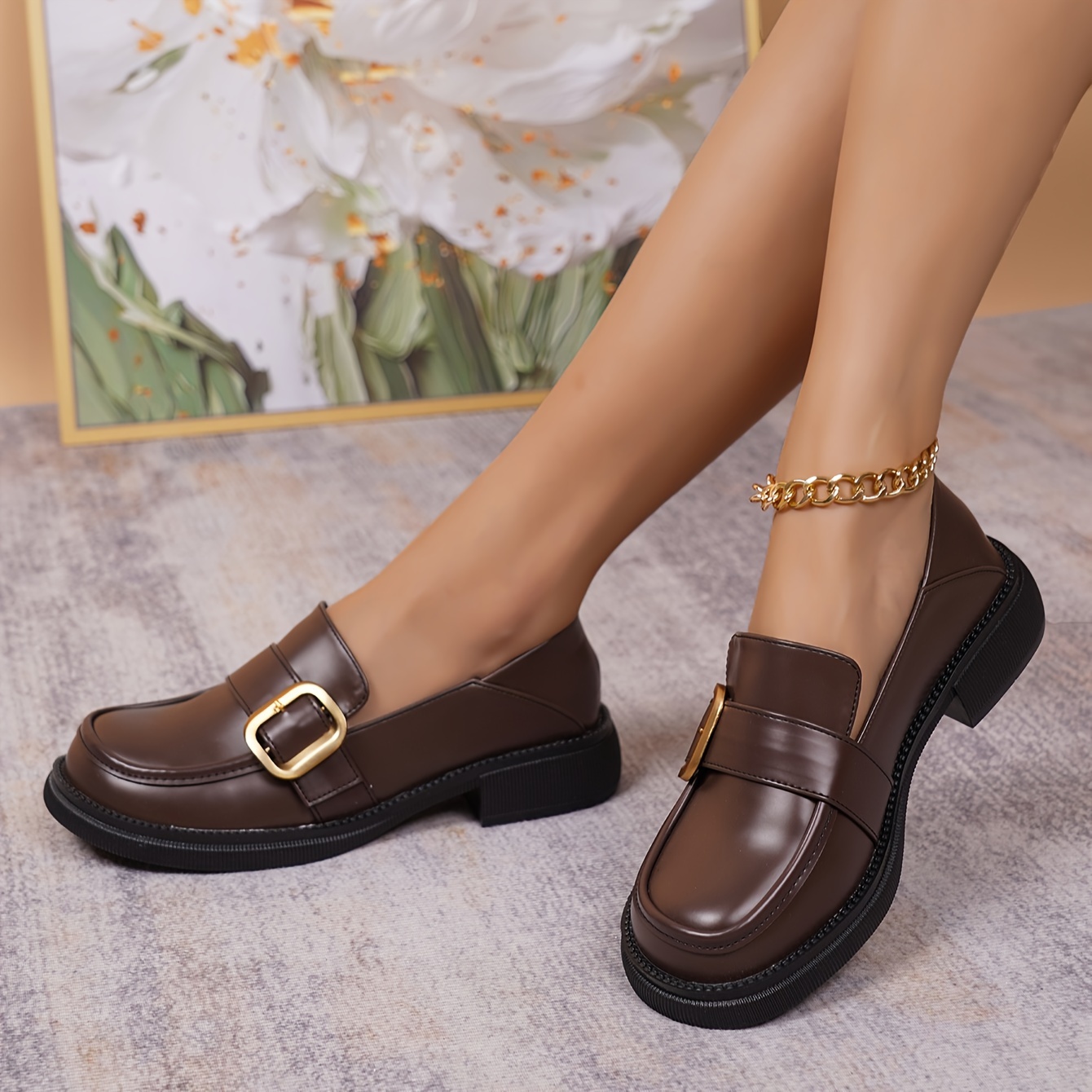 Mocassins Chic pour Femmes d'Inspiration avec Détail de Grande Boucle - Imperméables, Couverture Fausse, Semelle Épaisse en Marron Foncé
Mocassins Chic pour Femmes d'Inspiration avec Détail de Grande Boucle - Imperméables, Couverture Fausse, Semelle Épaisse en Marron Foncé