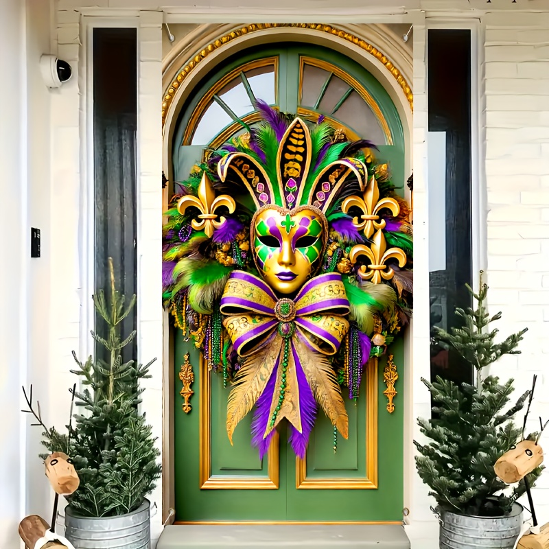 Mardi Gras Door Cover - Festive , Polyester Wall Decor Sign For Everyday & Party Use, 70.87x35.43 Inch
Mardi Gras Door Cover - Festive , Polyester Wall Decor Sign For Everyday & Party Use, 70.87x35.43 Inch