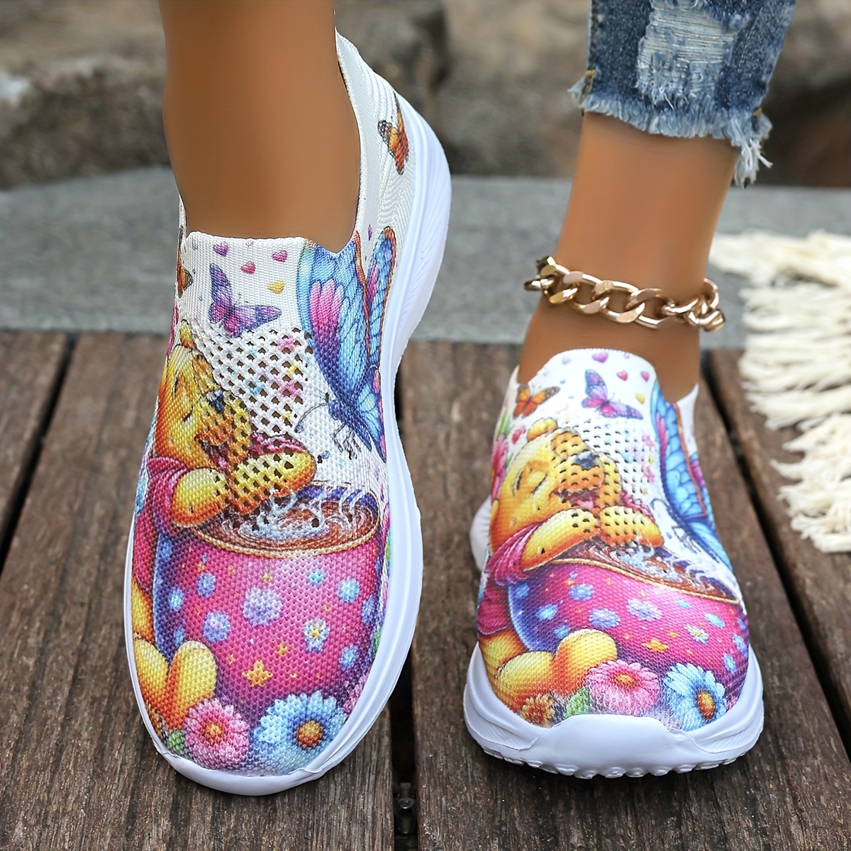 Women's Casual Sneakers - Breathable Knit, Slip-on, Low Top With Cute Cartoon Print, Machine Washable
Women's Casual Sneakers - Breathable Knit, Slip-on, Low Top With Cute Cartoon Print, Machine Washable