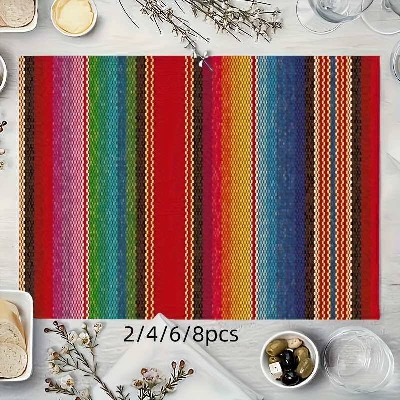 Set Of 2/4/6/8 Striped Mexican Style Linen Placemats - Mats For Kitchen, Dining, Party Decor, Coffee Table, Home Decor, Hand Wash Only, 100% Linen, Rectangular, Woven
Set Of 2/4/6/8 Striped Mexican Style Linen Placemats - Mats For Kitchen, Dining, Party Decor, Coffee Table, Home Decor, Hand Wash Only, 100% Linen, Rectangular, Woven
