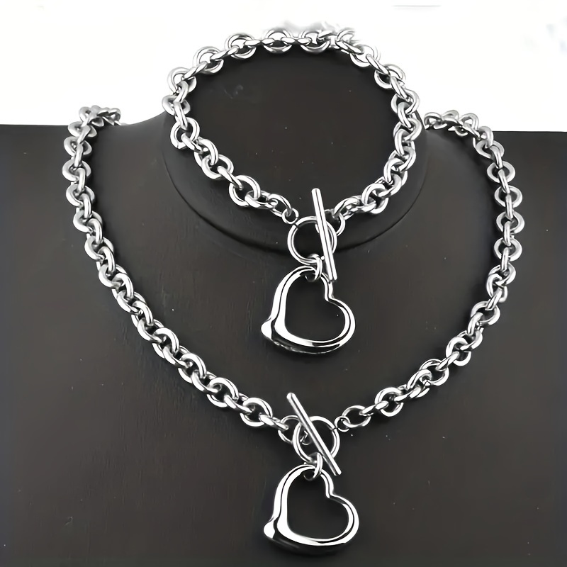 2 Piece Titanium Stainless Steel Hollow Heart Heart Necklace Bracelet Set, Jewelry For Men And Women
2 Piece Titanium Stainless Steel Hollow Heart Heart Necklace Bracelet Set, Jewelry For Men And Women