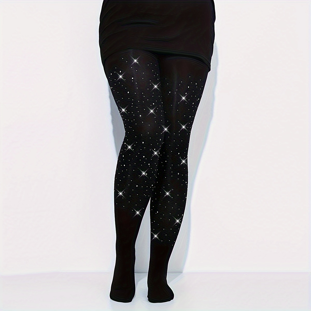 Women' Plus Size Full Length Leggings With Embellishments, Sexy Black Polyester Knit Socks, Hand Washable Solid Color Tights
Women' Plus Size Full Length Leggings With Embellishments, Sexy Black Polyester Knit Socks, Hand Washable Solid Color Tights