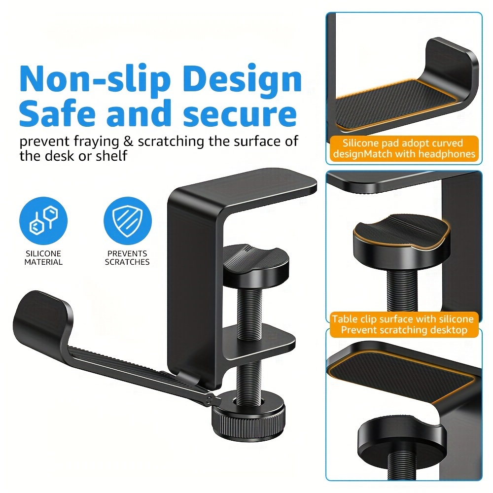 1pc Foldable Under-desk Headphone Holder Clip, Rotatable Adhesive Hook For All Headphones, Aluminum Rectangular Desktop Organizer With , Non-slip Design, 5kg Weight Capacity
1pc Foldable Under-desk Headphone Holder Clip, Rotatable Adhesive Hook For All Headphones, Aluminum Rectangular Desktop Organizer With , Non-slip Design, 5kg Weight Capacity
