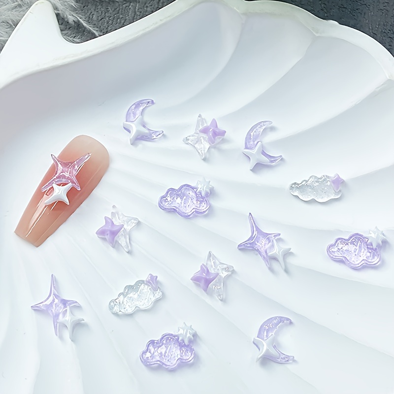 30pcs Violet Glace Transparent Nuage & Étoile Charmes d'Art d'Ongle, Hypoallergéniques Décorations d'Ongle 3D Phosphorescentes pour de Manucure DIY
30pcs Violet Glace Transparent Nuage & Étoile Charmes d'Art d'Ongle, Hypoallergéniques Décorations d'Ongle 3D Phosphorescentes pour de Manucure DIY