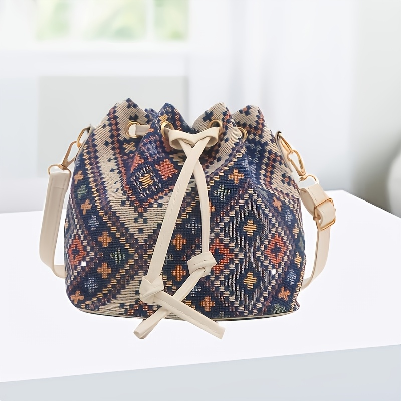 Women's Ethnic Chinese Style Floral Canvas And Jute Shoulder Bag, Crossbody Water Bucket Handbag With Drawstring Closure - Black
Women's Ethnic Chinese Style Floral Canvas And Jute Shoulder Bag, Crossbody Water Bucket Handbag With Drawstring Closure - Black
