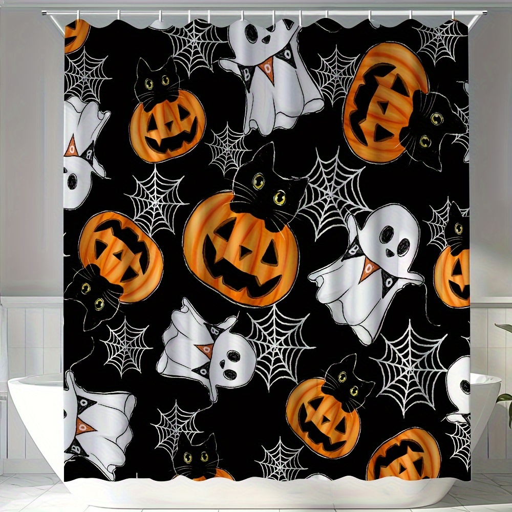 Spooky Shower Curtain Set With Hooks - Waterproof, Cartoon & Pumpkin Design, Bathroom Decor
Spooky Shower Curtain Set With Hooks - Waterproof, Cartoon & Pumpkin Design, Bathroom Decor