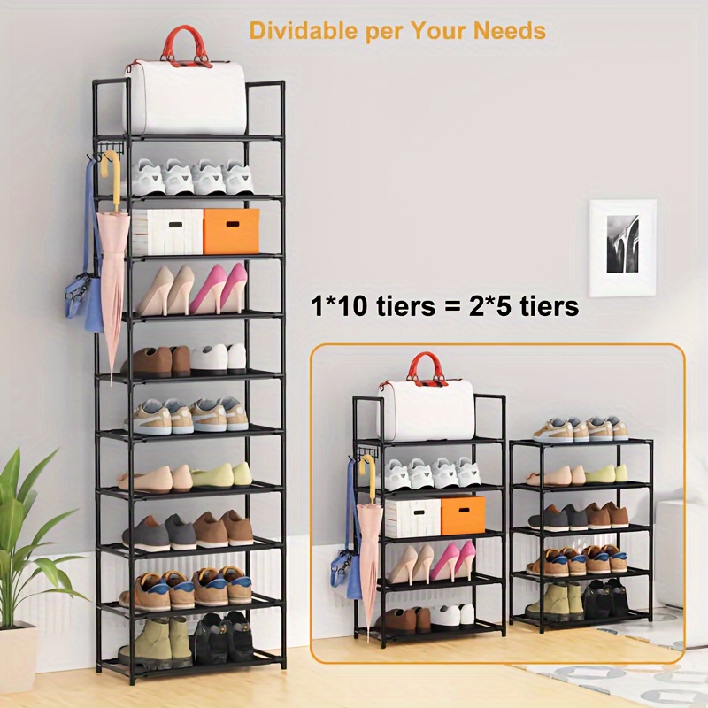 multi-functional" Versatile Metal Shoe Rack With Side Hooks - Easy Assembly, Multi-layer Organizer For Home & Kitchen, Perfect For Closet And Entryway Storage
multi-functional" Versatile Metal Shoe Rack With Side Hooks - Easy Assembly, Multi-layer Organizer For Home & Kitchen, Perfect For Closet And Entryway Storage