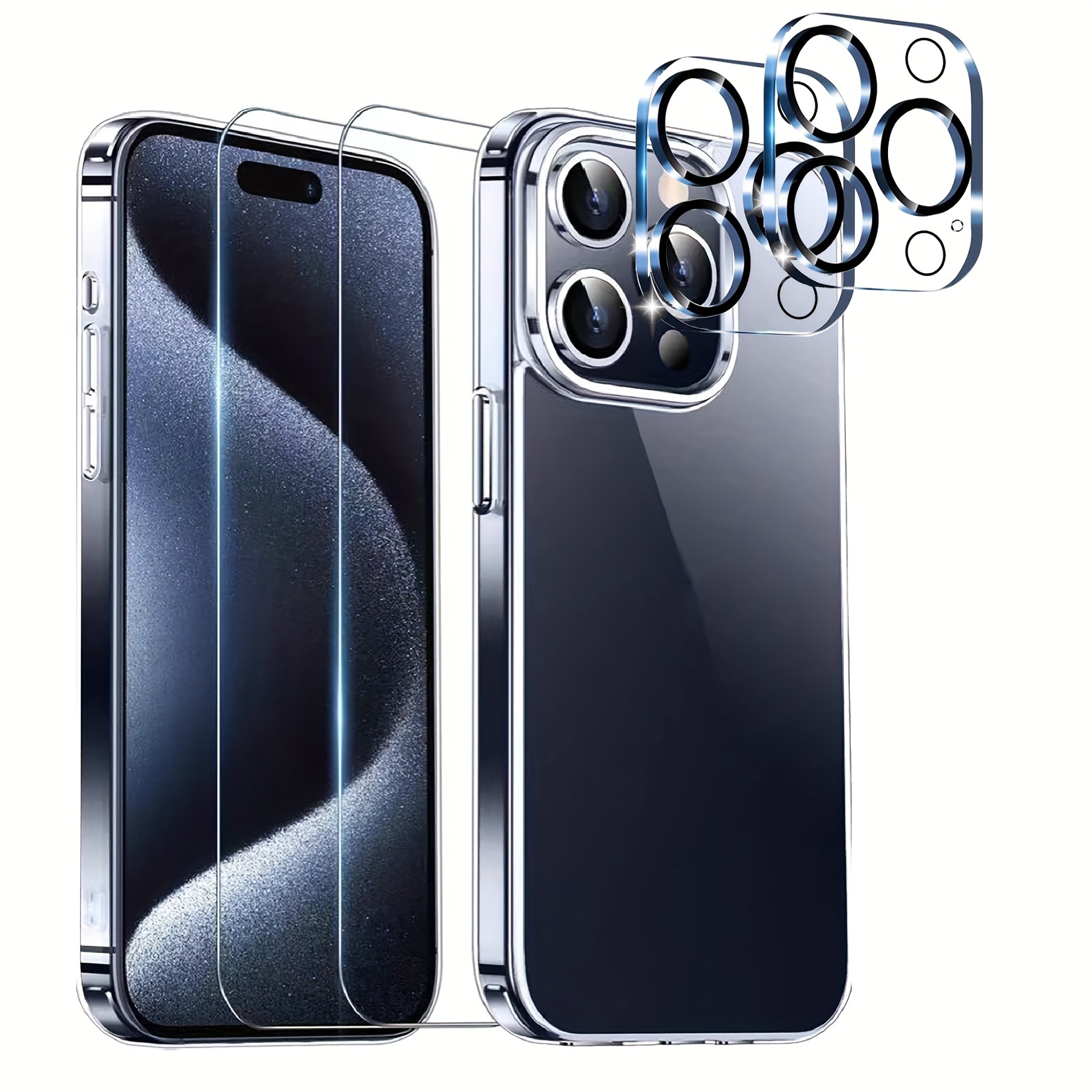 5 In 1 For Iphone 15 Pro Max/iphone 15 Pro With 2pcs Temered Glass Screen Protectors+2pcs 3d Camera Lens Protectors+1pcs Phone Case Crystal Clear
5 In 1 For Iphone 15 Pro Max/iphone 15 Pro With 2pcs Temered Glass Screen Protectors+2pcs 3d Camera Lens Protectors+1pcs Phone Case Crystal Clear