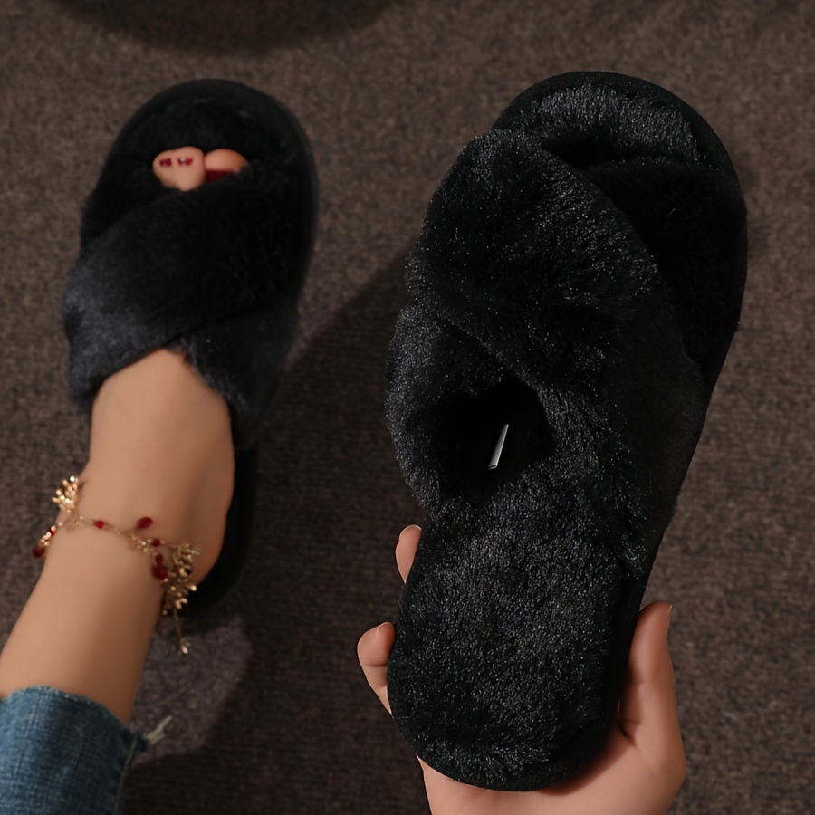 Trendy Faux Fur Slippers, Casual Open Toe Plush Shoes, Comfortable Indoor Home Slippers
Trendy Faux Fur Slippers, Casual Open Toe Plush Shoes, Comfortable Indoor Home Slippers