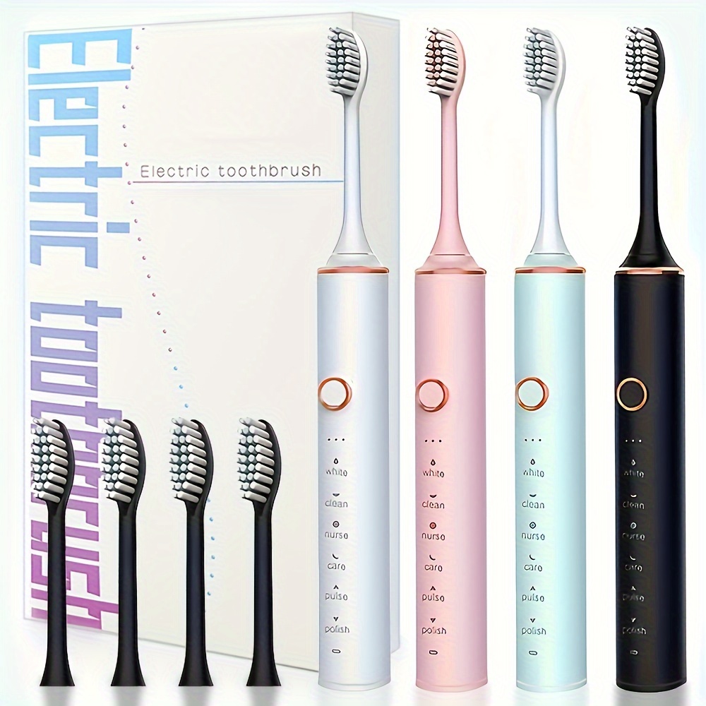 Electric Toothbrush, Rechargeable Usb, For Adults Automatic Tooth Brush, Oral Hygiene, 3 Replacement Head, Extra Soft Toothbrush For Sensitive Gums And Teeth
Electric Toothbrush, Rechargeable Usb, For Adults Automatic Tooth Brush, Oral Hygiene, 3 Replacement Head, Extra Soft Toothbrush For Sensitive Gums And Teeth