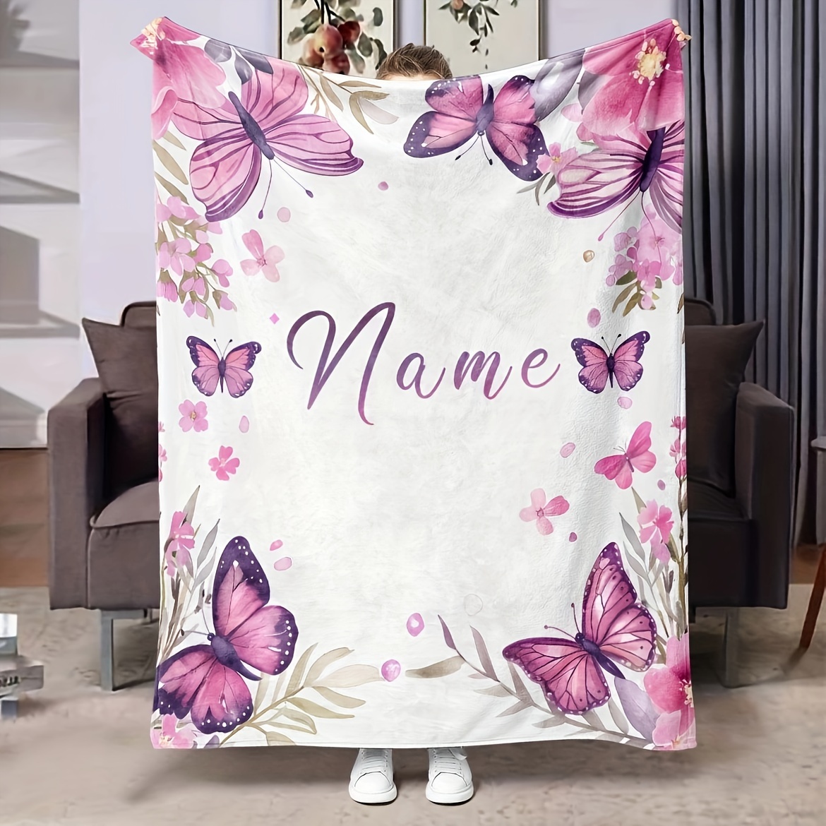 Personalized Butterfly & Floral Flannel Throw Blanket - Custom Name, For Couch, Office, Camping - Gift
Personalized Butterfly & Floral Flannel Throw Blanket - Custom Name, For Couch, Office, Camping - Gift