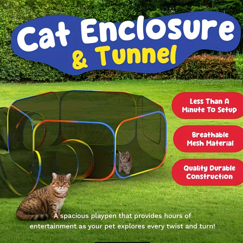 Outdoor Rainbow Cat Enclosures Playground, Outside House For Indoor Cats Portable Cat Tent, Playpen Tunnel, For Kitty And Small Animals, Storage Bag
Outdoor Rainbow Cat Enclosures Playground, Outside House For Indoor Cats Portable Cat Tent, Playpen Tunnel, For Kitty And Small Animals, Storage Bag
