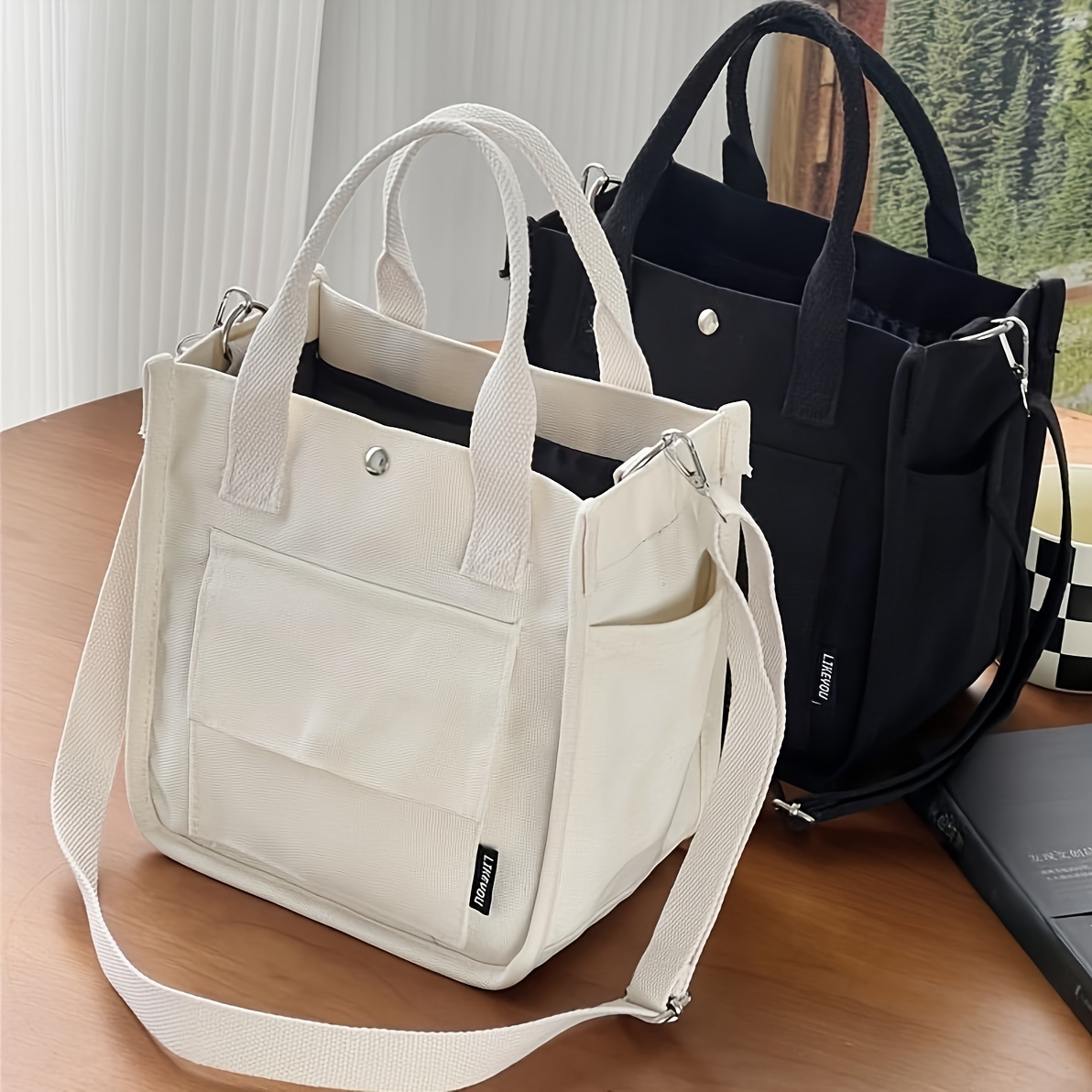 Casual Canvas Tote Bag For Women, Multipurpose Multi-pocket Top Handle Shoulder Bag With Magnetic Closure, Ideal For Everyday Use
Casual Canvas Tote Bag For Women, Multipurpose Multi-pocket Top Handle Shoulder Bag With Magnetic Closure, Ideal For Everyday Use
