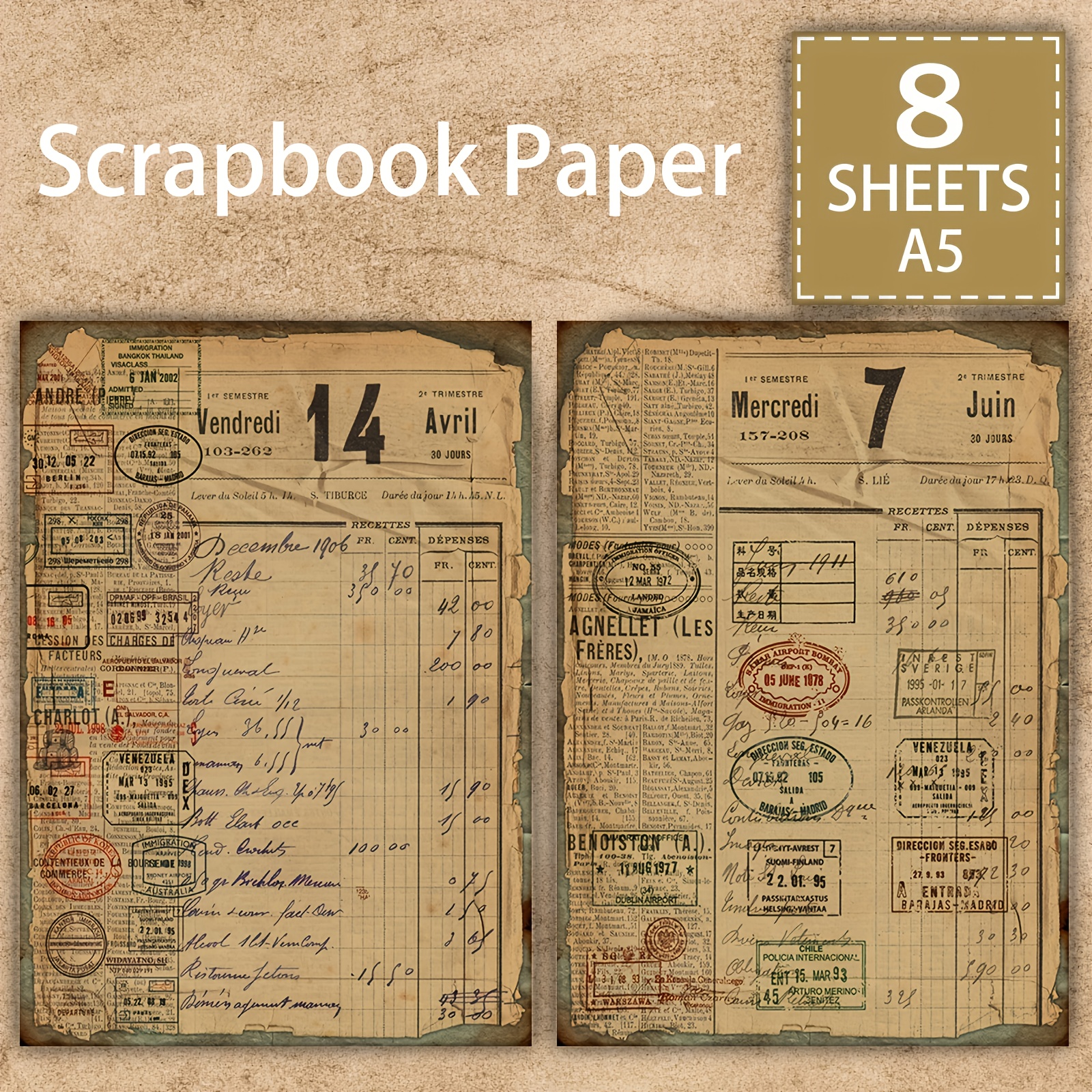 8pcs Of A5 Size Vintage Newspaper Label Table Digital Newspaper Background Material Decoration Diy Vintage Diary Trash Diary Greeting Card Planner Scrapbook Background Mat
8pcs Of A5 Size Vintage Newspaper Label Table Digital Newspaper Background Material Decoration Diy Vintage Diary Trash Diary Greeting Card Planner Scrapbook Background Mat