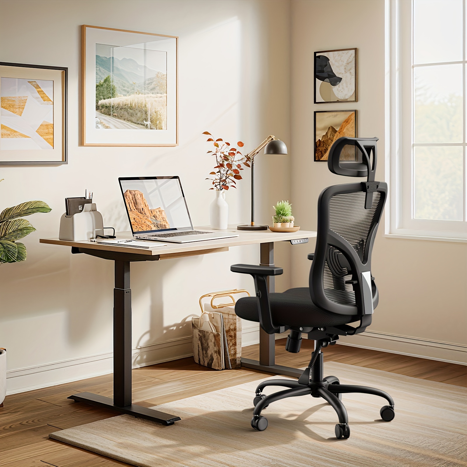 Ergonomic Office Chair With Adjustable Lumbar Support, 2d Armrest And Pu Wheels Swivel Tilt , Comfortable Seat Cushion, Breathable Mesh, Backrest 135 Rocking , For Home Office
Ergonomic Office Chair With Adjustable Lumbar Support, 2d Armrest And Pu Wheels Swivel Tilt , Comfortable Seat Cushion, Breathable Mesh, Backrest 135 Rocking , For Home Office