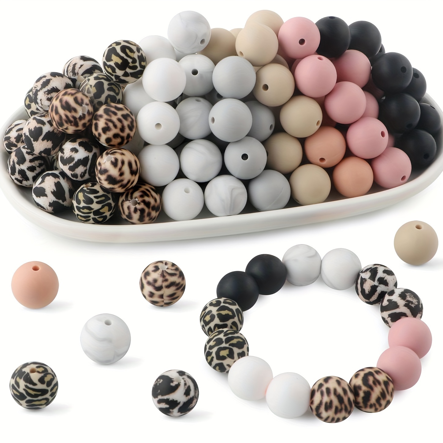 55pcs 15mm Silicone Beads 10 Color Series Loose Rubber Beads Leopard Necklace Bangle Silicone Beads For Diy Keychain Making Craft Beads Jewelry
55pcs 15mm Silicone Beads 10 Color Series Loose Rubber Beads Leopard Necklace Bangle Silicone Beads For Diy Keychain Making Craft Beads Jewelry