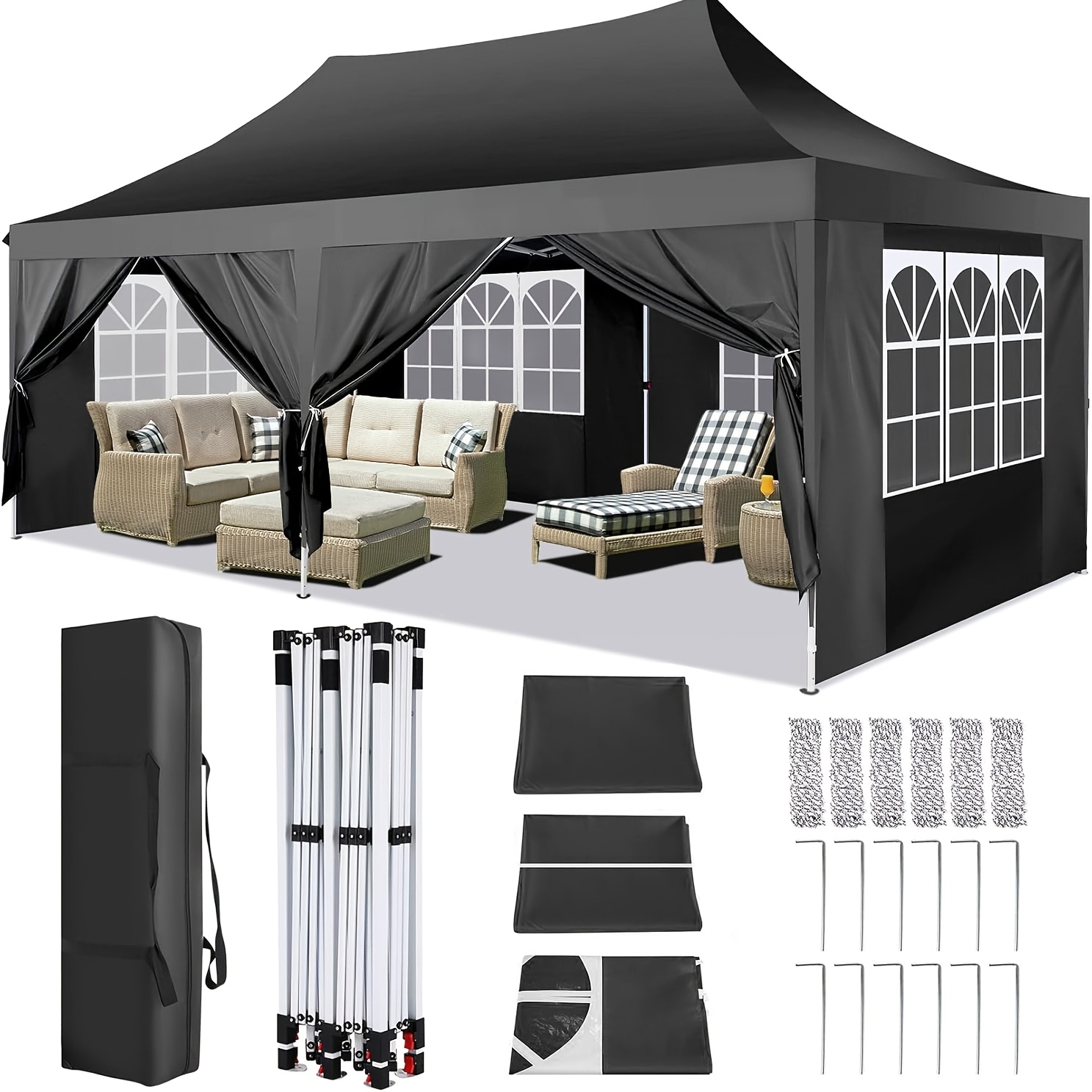 Auvent pop-up 10x20 avec détachables, tente d'auvent extérieure pour fêtes de mariage, auvent instantané, toit amélioré et sac fourre-tout
Auvent pop-up 10x20 avec détachables, tente d'auvent extérieure pour fêtes de mariage, auvent instantané, toit amélioré et sac fourre-tout