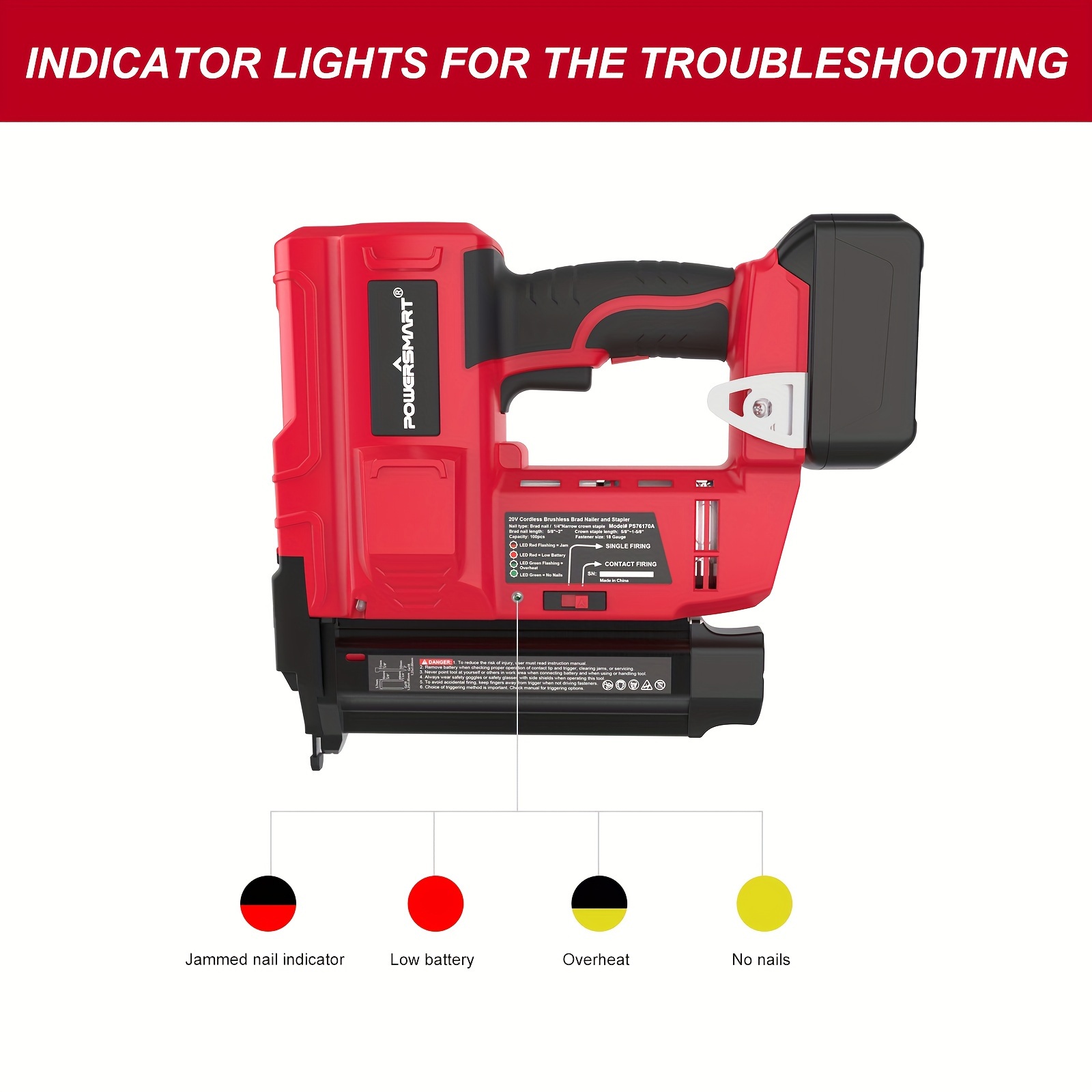 Powersmart 20v Cordless Brad Nailer Kit, 18 Gauge 2 In 1 Brad Nail/staple Gun With 4.0ah Lithium-ion Battery And Fast Charger, 18ga Nails Staples For Woodworking
Powersmart 20v Cordless Brad Nailer Kit, 18 Gauge 2 In 1 Brad Nail/staple Gun With 4.0ah Lithium-ion Battery And Fast Charger, 18ga Nails Staples For Woodworking