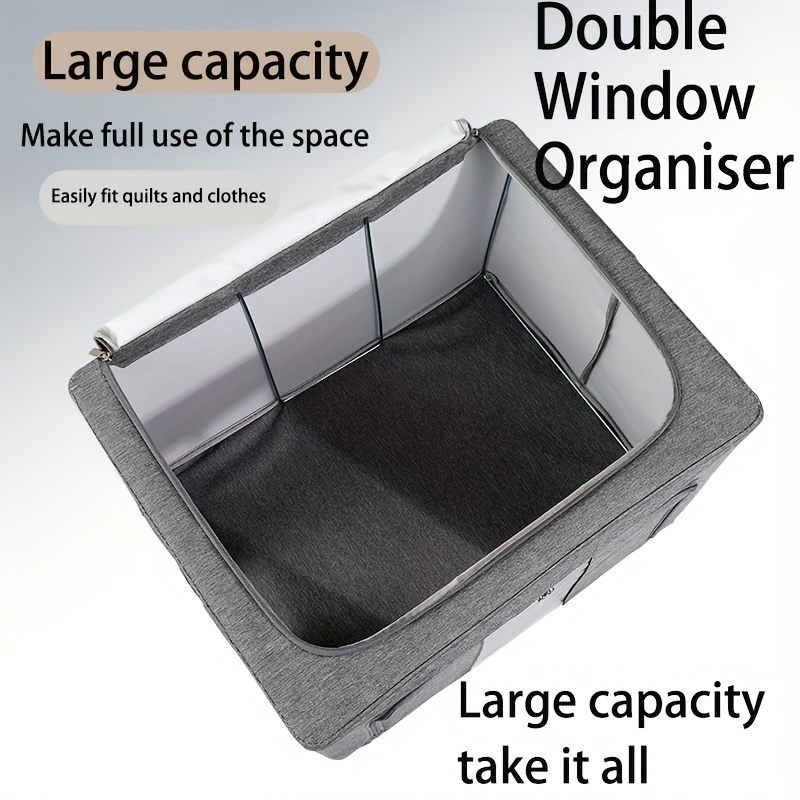Large Capacity Folding Storage Box With Double Window - Waterproof, Modern Starry Grey Fabric Organizer For Clothes & More Clothes Organizer Storage Storage Containers For Clothes
Large Capacity Folding Storage Box With Double Window - Waterproof, Modern Starry Grey Fabric Organizer For Clothes & More Clothes Organizer Storage Storage Containers For Clothes