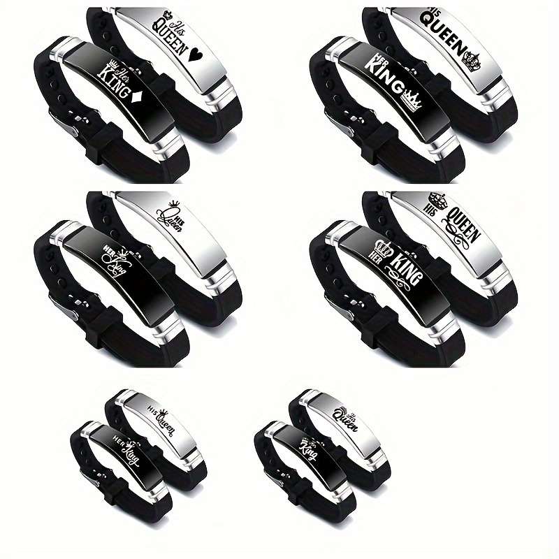 2 Sets Punk Minimalist Style King And Queen Couple Adjustable Size Stainless Steel Silicone Bracelet Couple Bracelet Gift
2 Sets Punk Minimalist Style King And Queen Couple Adjustable Size Stainless Steel Silicone Bracelet Couple Bracelet Gift