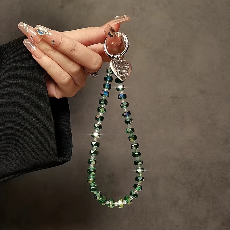 Glass Crystal Beaded Keychain With Heart Charm, Elegant Phone Charm Wrist Strap, Keyring Pendant For Bags And Accessories
Glass Crystal Beaded Keychain With Heart Charm, Elegant Phone Charm Wrist Strap, Keyring Pendant For Bags And Accessories