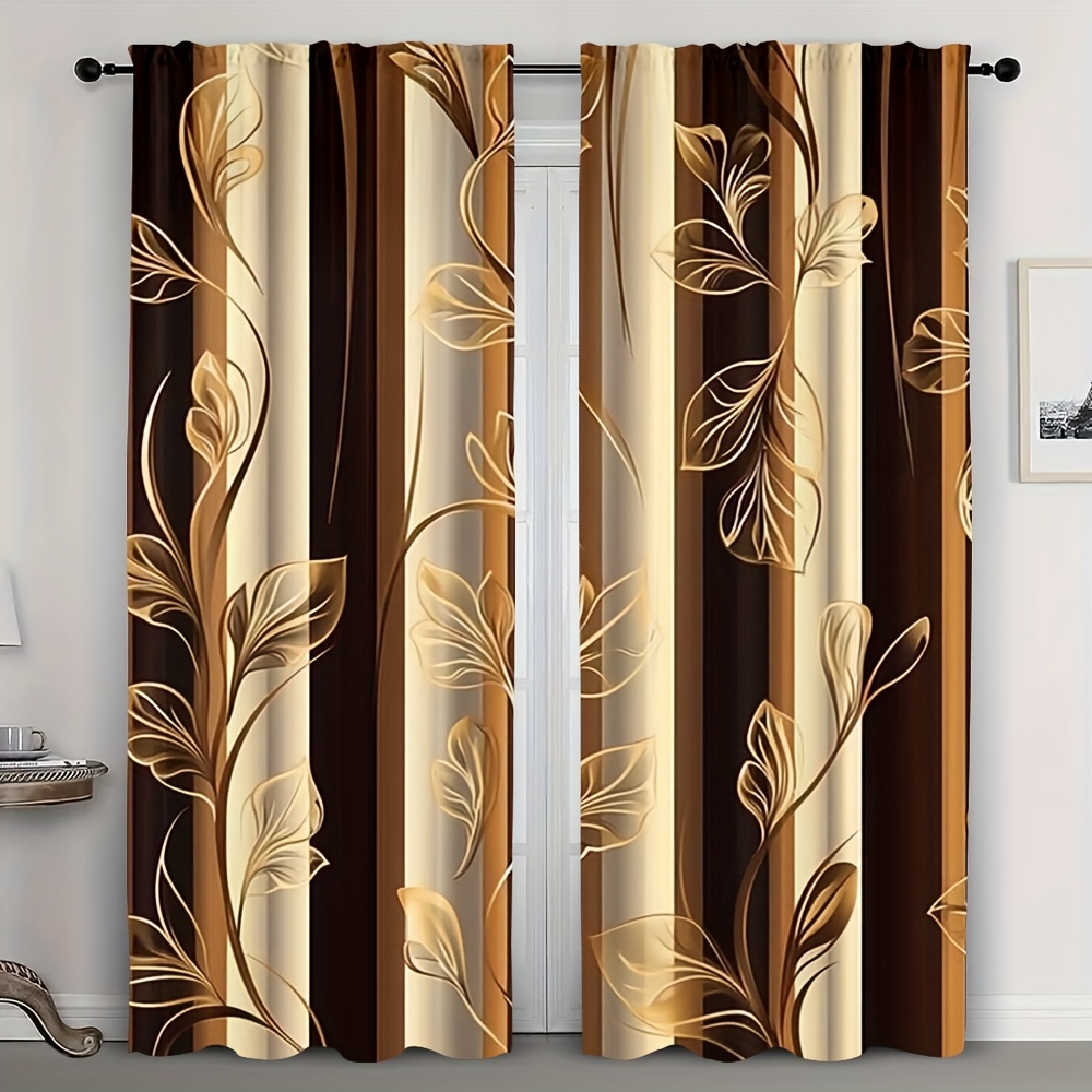 2pcs Set Elegant Black & Golden Leaf Curtains - Chic European Gothic For Living Room And Bedroom, Polyester Home Decor
2pcs Set Elegant Black & Golden Leaf Curtains - Chic European Gothic For Living Room And Bedroom, Polyester Home Decor