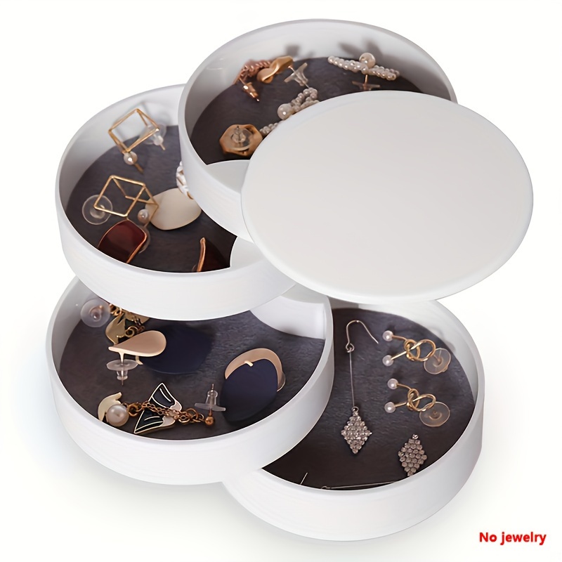 1pc Jewelry Organizer, Small Jewelry Storage Box, Earring Holder For Women, 4-layer Rotating Jewelry Tray With Lid For Rings, Earrings, Bracelets, Necklaces
1pc Jewelry Organizer, Small Jewelry Storage Box, Earring Holder For Women, 4-layer Rotating Jewelry Tray With Lid For Rings, Earrings, Bracelets, Necklaces