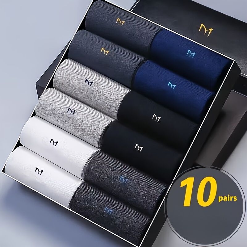 10 Pairs Of Men's Socks, Breathable, Medium To Small Calf Length, Mix, Machine Washable, Letter Pattern, Knitted Fabric, Business
10 Pairs Of Men's Socks, Breathable, Medium To Small Calf Length, Mix, Machine Washable, Letter Pattern, Knitted Fabric, Business