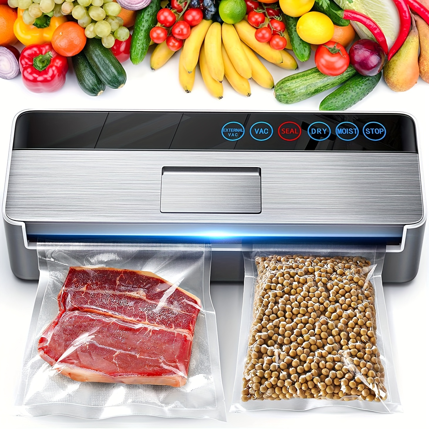 Vacuum Sealer, Fully Automatic Food Sealer (95kpa Vacuum Sealing Bag, Air Drying, Humid Food Preservation Mode, Laboratory Testing, Led Indicator Light)
Vacuum Sealer, Fully Automatic Food Sealer (95kpa Vacuum Sealing Bag, Air Drying, Humid Food Preservation Mode, Laboratory Testing, Led Indicator Light)