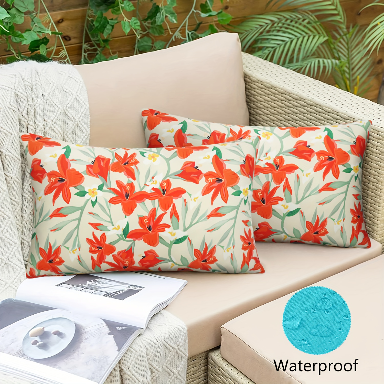 2-pack Boho Floral Waterproof Outdoor Pillow Covers - Square Decorative Cushion Cases For Patio, Garden, And Balcony Furniture With Zipper Closure
2-pack Boho Floral Waterproof Outdoor Pillow Covers - Square Decorative Cushion Cases For Patio, Garden, And Balcony Furniture With Zipper Closure