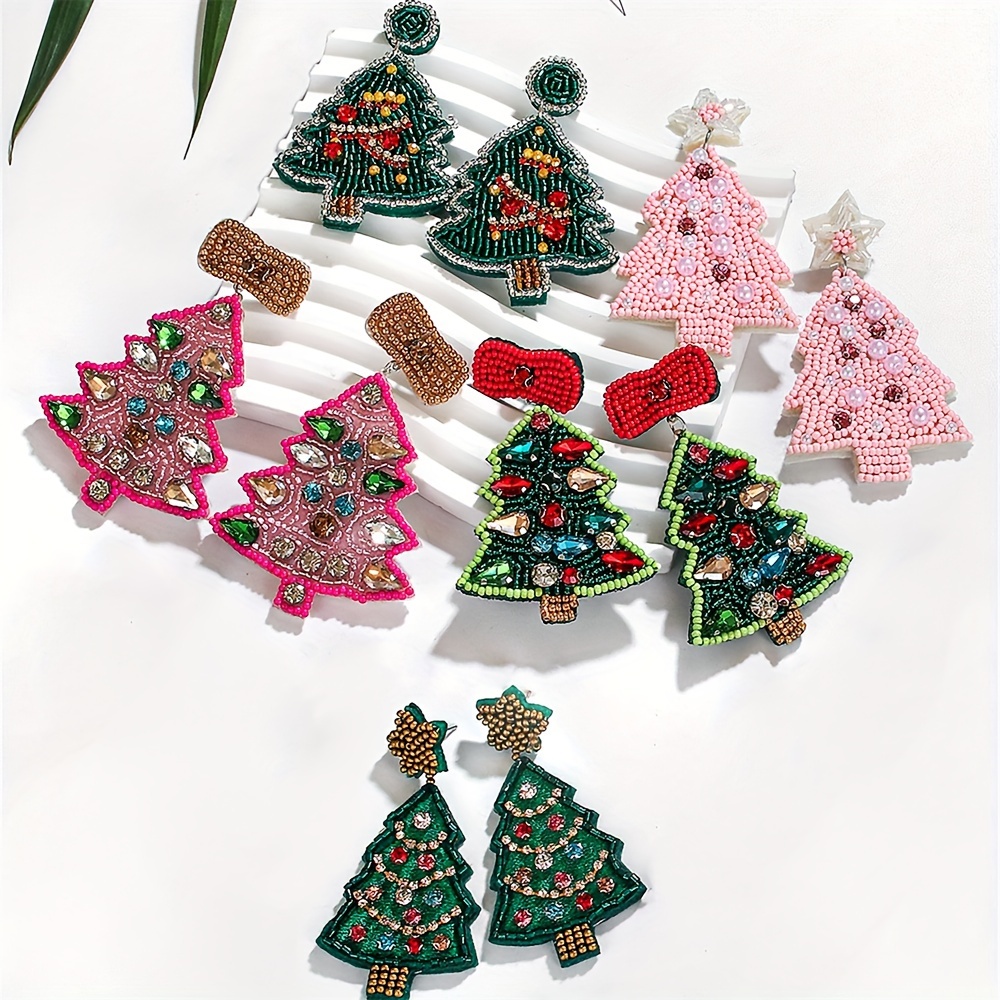 Boho & , Green/ Pink Hand Christmas Tree Rice Bead Earrings, Fashion Creative Accessory For & Festival, Idea Gift
Boho & , Green/ Pink Hand Christmas Tree Rice Bead Earrings, Fashion Creative Accessory For & Festival, Idea Gift