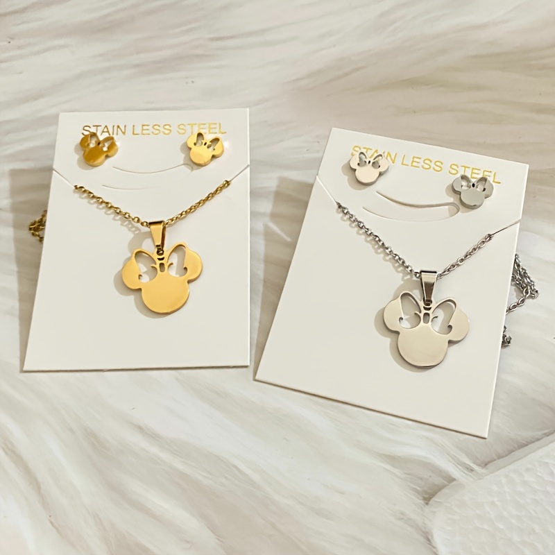 Cartoon Mouse Jewelry Set For Men - Elegant Stainless Steel Pendant Necklace & Stud Earrings, Perfect Gift For
Cartoon Mouse Jewelry Set For Men - Elegant Stainless Steel Pendant Necklace & Stud Earrings, Perfect Gift For