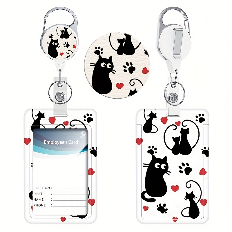 Love Heart Cat Buckle Badge Holder Id Badge Holder, Cute Retractable Id Card Holder, Keychain, Suitable For Office And School
Love Heart Cat Buckle Badge Holder Id Badge Holder, Cute Retractable Id Card Holder, Keychain, Suitable For Office And School
