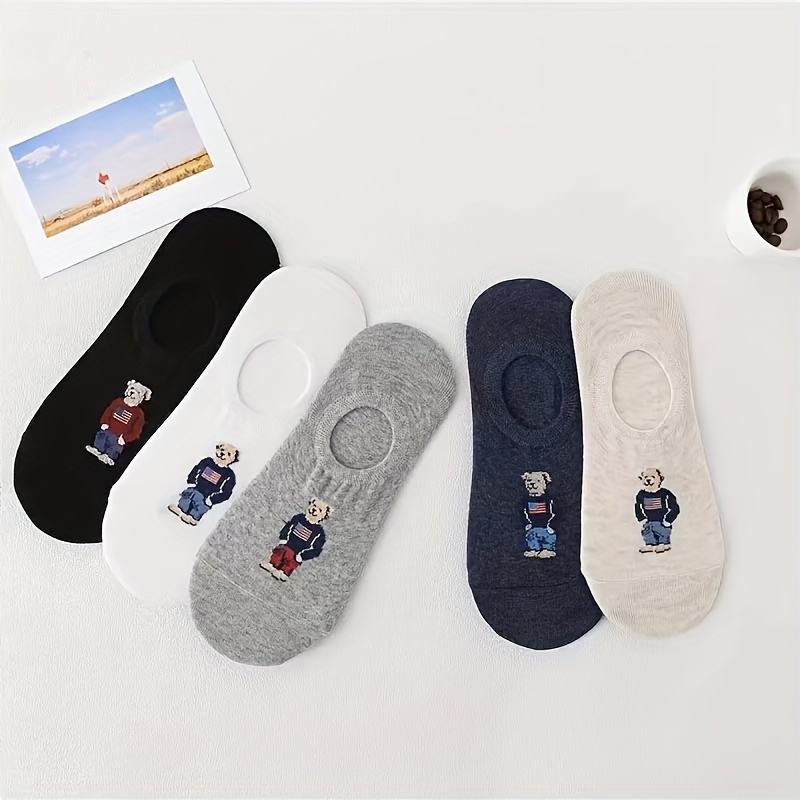 5 Pairs Cartoon Bear Socks, Cute & Lightweight Low Cut Invisible Socks, Women's Stockings & Hosiery
5 Pairs Cartoon Bear Socks, Cute & Lightweight Low Cut Invisible Socks, Women's Stockings & Hosiery