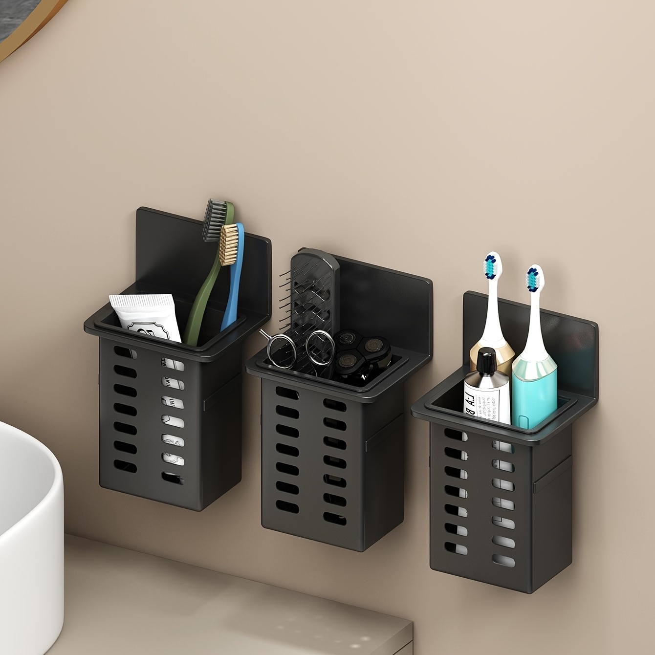 1pc Toothbrush Holder For Bathroom, Wall Mounted Toothbrush Storage Rack, Bathroom Storage Organizer, Bathroom Multifunctional Toothpaste Toothbrush Container, Bathroom Accessories
1pc Toothbrush Holder For Bathroom, Wall Mounted Toothbrush Storage Rack, Bathroom Storage Organizer, Bathroom Multifunctional Toothpaste Toothbrush Container, Bathroom Accessories