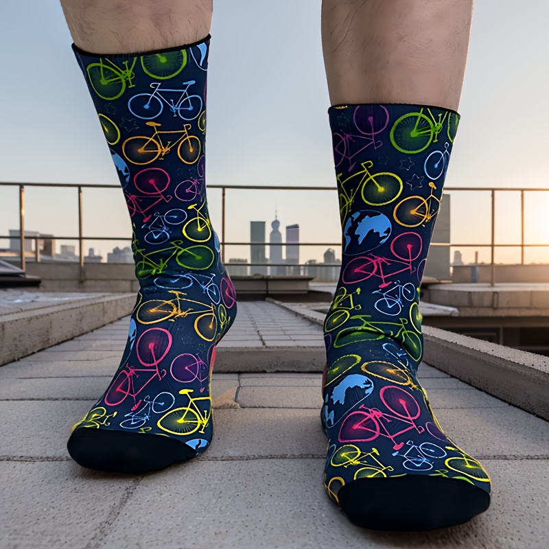 Men's High-elasticity Athletic Socks With Cool Bike Print - Breathable Mesh, Fit For Sports & Casual Wear, Outdoor Gear, Sports Socks
Men's High-elasticity Athletic Socks With Cool Bike Print - Breathable Mesh, Fit For Sports & Casual Wear, Outdoor Gear, Sports Socks
