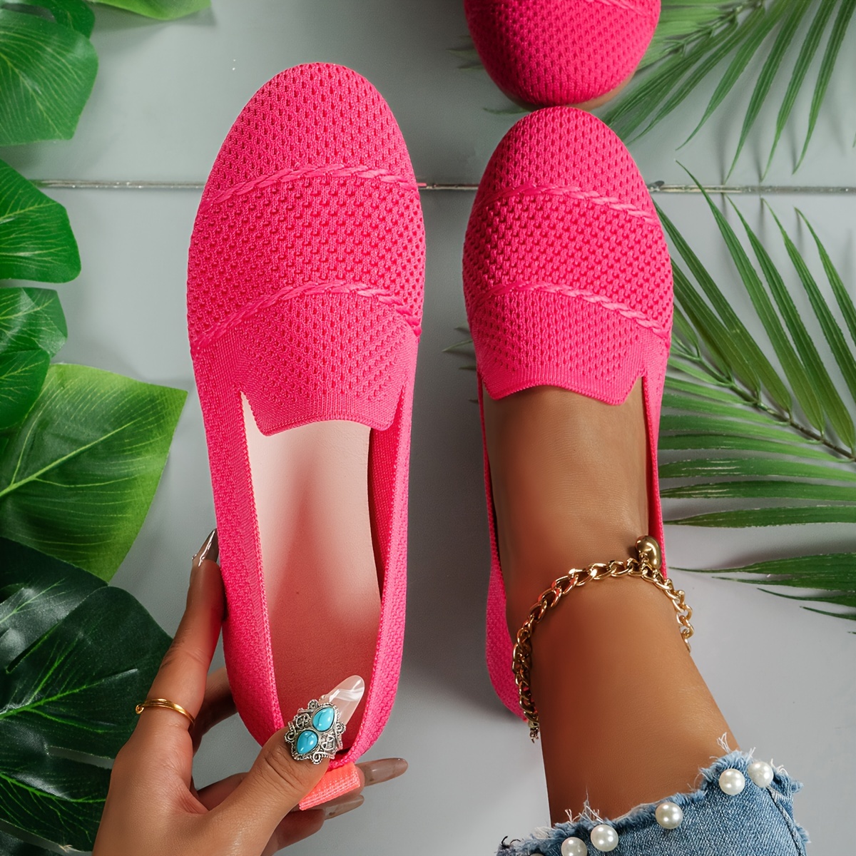 Ballerines Respirantes Roses pour Femmes - Chaussures de Marche Confortables en Tissu Tricoté avec Bout Rond, Semelle en TPU et Semelle Intérieure Factice pour Toutes les , Chaussures pour Dames
Ballerines Respirantes Roses pour Femmes - Chaussures de Marche Confortables en Tissu Tricoté avec Bout Rond, Semelle en TPU et Semelle Intérieure Factice pour Toutes les , Chaussures pour Dames