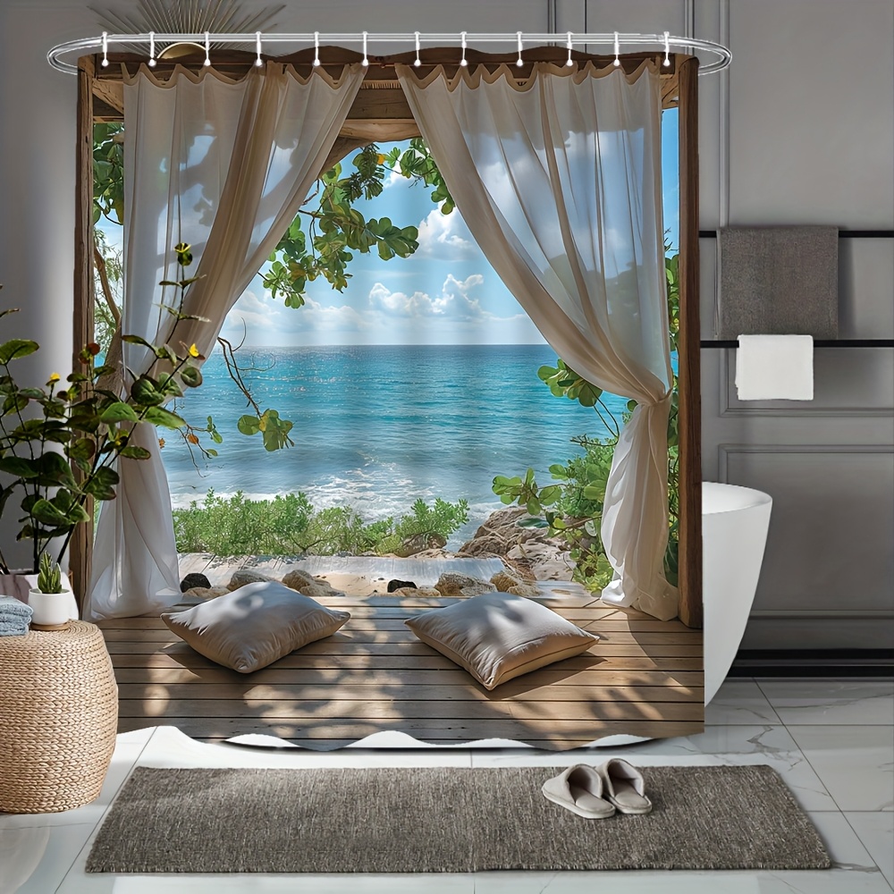 1pc Beach Vacation Hawaii Shower Curtain Thanksgiving Decoration Fashion Home Bathroom Polyester Shower Curtain With Hook 70.8inx70.8in
1pc Beach Vacation Hawaii Shower Curtain Thanksgiving Decoration Fashion Home Bathroom Polyester Shower Curtain With Hook 70.8inx70.8in