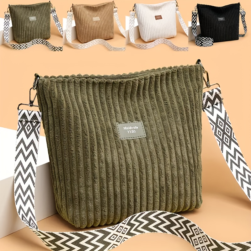Urban Style Corduroy Crossbody Bag - Casual Solid With Adjustable Strap, Zipper Closure, Polyester Lined, - Black, White, Green, Yellow
Urban Style Corduroy Crossbody Bag - Casual Solid With Adjustable Strap, Zipper Closure, Polyester Lined, - Black, White, Green, Yellow