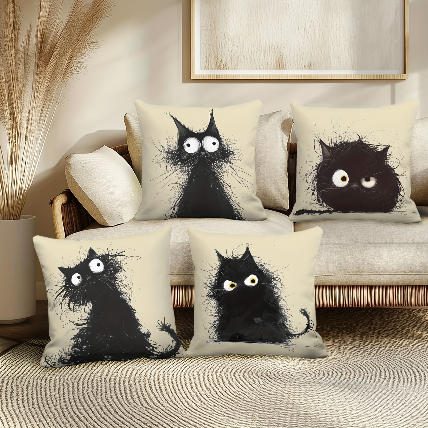 Whimsical Black And White Cat Pillow Covers - 18x18 Inches, Perfect For Living Room And Bedroom Decor, Machine Washable, With Zipper Closure
Whimsical Black And White Cat Pillow Covers - 18x18 Inches, Perfect For Living Room And Bedroom Decor, Machine Washable, With Zipper Closure