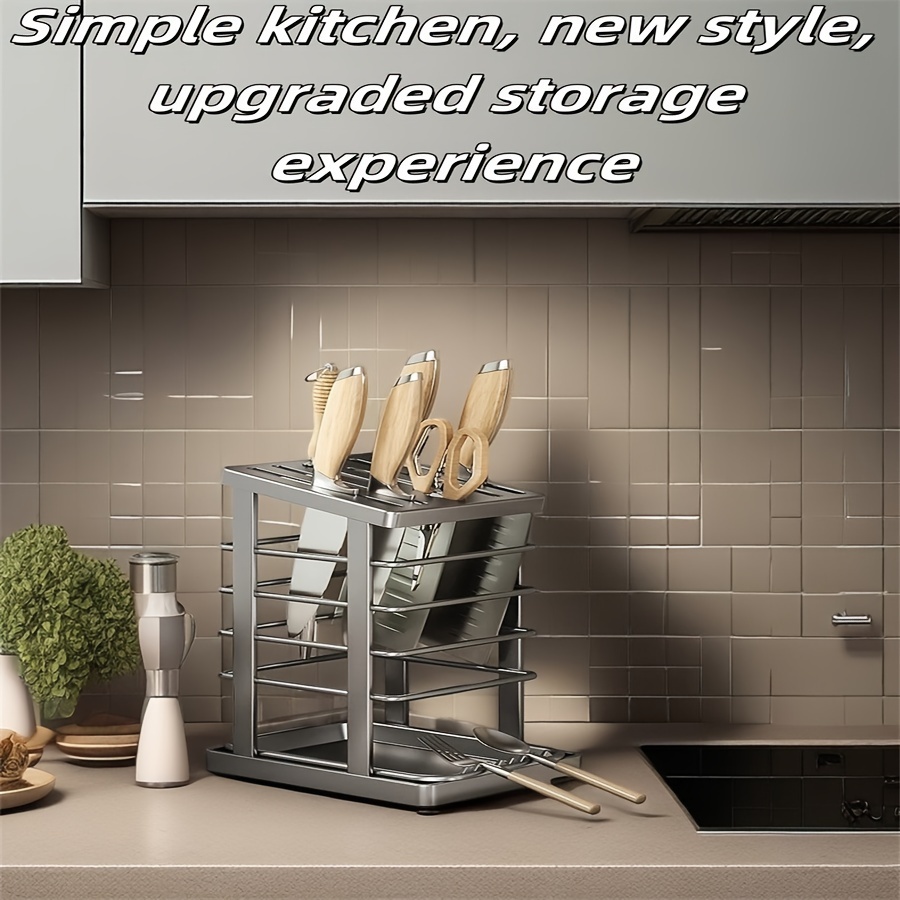 1pc Titanium Steel Kitchen Knife With Removable Plastic Tray - Carbon Steel Knife Holder, Kitchen Storage Organizer
1pc Titanium Steel Kitchen Knife With Removable Plastic Tray - Carbon Steel Knife Holder, Kitchen Storage Organizer