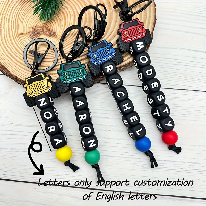 Customized Keychain With Cute Car Silicone Letters And Beads, Customized Name, Customized Gift, Customized Pendant, Customized
Customized Keychain With Cute Car Silicone Letters And Beads, Customized Name, Customized Gift, Customized Pendant, Customized