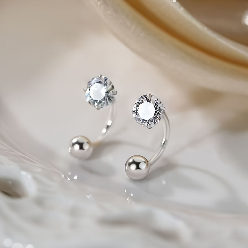 Pair Of 925 Sterling Silvery Hypoallergenic Earrings - Zirconia Elegant Engagement Wedding Earrings, Holiday Gift
Pair Of 925 Sterling Silvery Hypoallergenic Earrings - Zirconia Elegant Engagement Wedding Earrings, Holiday Gift