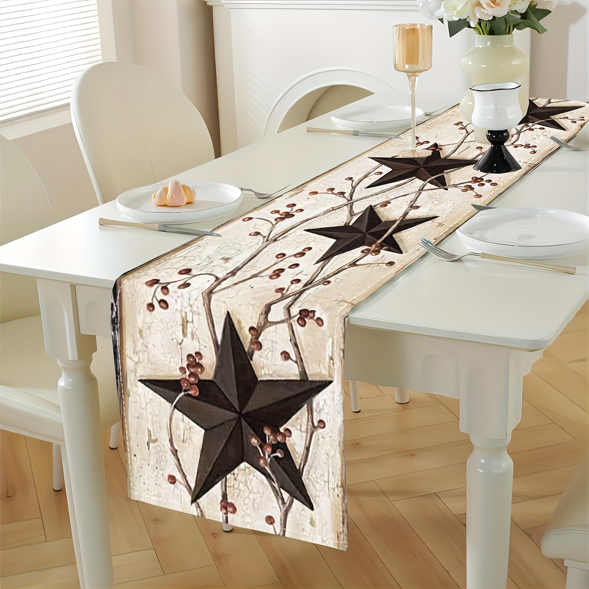 1pc Simple Farmhouse Table Runner, 13x72 Inch Polyester Material, Suitable For Farmhouse, Indoor, Kitchen, Anniversary, Table Decoration, Home Supplies
1pc Simple Farmhouse Table Runner, 13x72 Inch Polyester Material, Suitable For Farmhouse, Indoor, Kitchen, Anniversary, Table Decoration, Home Supplies