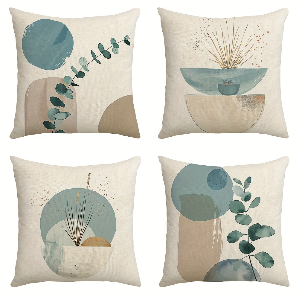 Boho Style Throw Pillow Covers Set Of 4 - Eucalyptus & Geometric Design - 18x18 - Linen Blend - Machine Washable - Zipper Closure - Suitable For Bed, Couch, Room Sofa Decor
Boho Style Throw Pillow Covers Set Of 4 - Eucalyptus & Geometric Design - 18x18 - Linen Blend - Machine Washable - Zipper Closure - Suitable For Bed, Couch, Room Sofa Decor