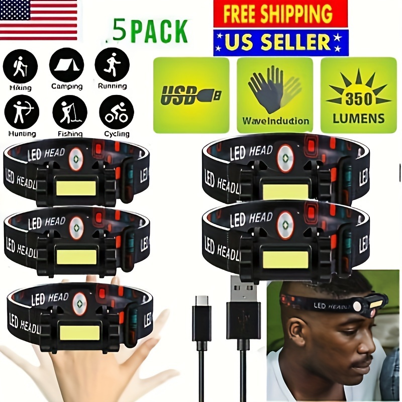5pcs 10pcs 15pcs 20pcsled Headlamp Usb Rechargeable Head Lamp Torch Headlight Flashlight Light, Waterproof Headlight For Camping, Running, Fishing
5pcs 10pcs 15pcs 20pcsled Headlamp Usb Rechargeable Head Lamp Torch Headlight Flashlight Light, Waterproof Headlight For Camping, Running, Fishing